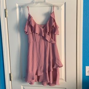 Pink off the shoulder frilly short dress